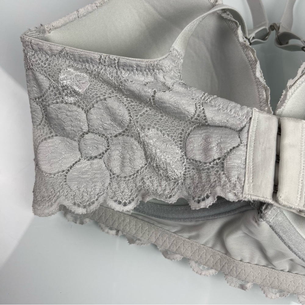 Aerie Bra‎ Racerback 2-1 Convertible Silver Gray Lace Floral Padded Underwire - Picture 9 of 9